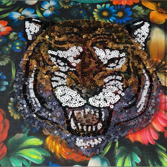 Gucci Multicolor Floral Cotton Tiger Sequin Embellished Sweatshirt Size XS - Picture 4 of 8